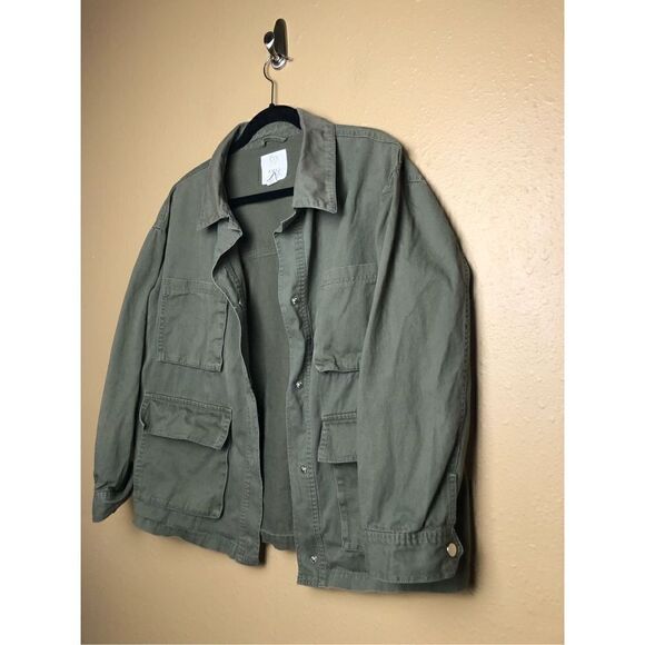 Full Tilt Jackets & Blazers - Full Tilt Jacket Snap Front Close Long Slv Snap Cuff 4 Pockets Olive Medium